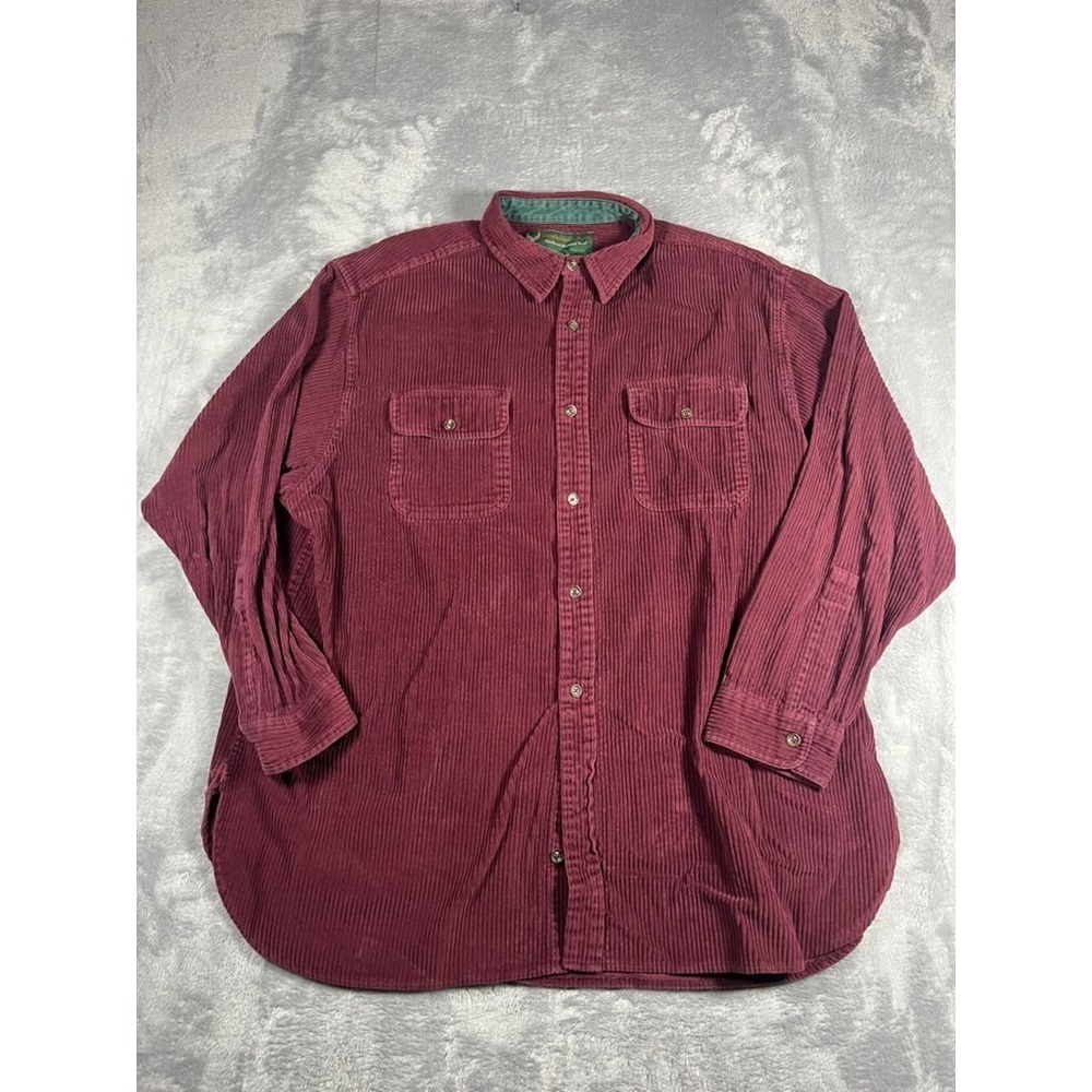 Vtg Abercrombie & Fitch Ranger Shirt Mens XL Red Corduroy Button Up Distressed